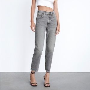 Zara Light Gray High Rise Straight Leg Jeans 26